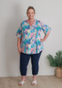 Plus Size Lightweight Cotton Pastel Leaf Print Tee