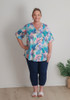 Plus Size Lightweight Cotton Pastel Leaf Print Tee