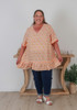 plus size orange floral tunic short sleeve top 