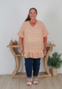 Plus size Summer Orange floral Tunic With Short sleeves 