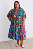 Plus Size Peak Dress In Tropical Fruits