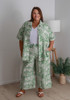 Plus Size Wide Leg Pant In Green Islander Print