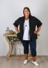 Plus Size Cotton Short Sleeve Black Shirt