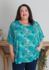 Plus Size Textured Animal Print Top In Teal