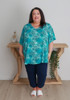 Plus Size Textured Animal Print Top In Teal