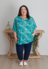 Plus Size Textured Animal Print Top In Teal