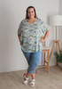 Plus Size Textured Animal Print Top In Green And Yellow