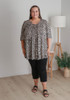 Plus Size Pintuck Top With Leopards