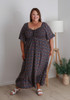 Plus Size Shirred Bust Maxi Dress In Colourful Olive Print