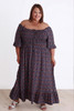 Plus Size Shirred Bust Maxi Dress In Colourful Olive Print