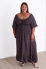 Plus Size Shirred Bust Maxi Dress In Colourful Olive Print
