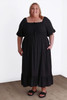 Plus Size Shirred Bust Maxi Dress In Black