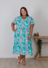 Plus Size Tie Waist Dress In Aqua Fantasy