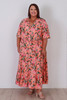 Plus Size Shirred Waist Dress In Peachy Floral