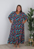 Plus Size Shirred Waist Dress In Butterfly Burst