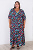 Plus Size Shirred Waist Dress In Butterfly Burst