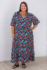 Plus Size Shirred Waist Dress In Butterfly Burst
