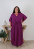 Plus Size Textured Cotton Maxi Dress In Purple