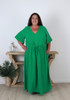 Plus Size Textured Cotton Maxi Dress In Green
