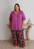 Plus Size Summer Wide Leg Pant In Bright Floral