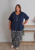 Plus Size Lightweight Wide Leg Pant In Monochrome Print