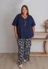 Plus Size Lightweight Wide Leg Pant In Monochrome Print