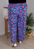 plus size Summer blue pink floral pants