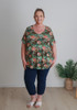 Plus Size Stretch Top In Dragonflies, Roses And Cogs