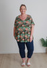 Plus Size Stretch Top In Dragonflies, Roses And Cogs