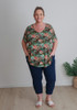 Plus Size Stretch Top In Dragonflies, Roses And Cogs