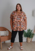 Plus Size Stretch Top In Coffee Sipping Cats