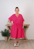 Plus Size Curvaceous Short Dress In Magenta