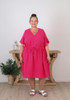 Plus Size Casual Summer Magenta Cotton Dress