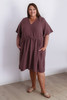 Plus Size Textured Cotton Short Dress In Mocha