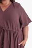 Plus Size Textured Cotton Short Dress In Mocha