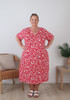 Plus Size Short Sleeve Dress In Watermelon Vine Print Curvaceous