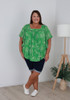 Plus Size Square Neck Short Sleeve Top In Green Curvaceous