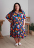 Plus Size Shirred Waist Dress In Tropical Inspiration