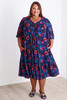 Plus Size Navy Bloom Pintuck Dress