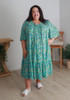 Plus Size Pintuck Summer Dress In Minty Floral