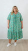 plus size pintuck short sleeve dress in green floral