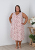 Plus Size Sleeveless Dress In Pink Rosebuds