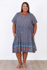 Plus Size Short Sleeve Blue Floral Boho Dress