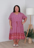 Plus Size Tie Waist Short Dress In Pink Ditzy Print