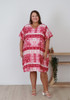 Plus Size Easy Wear Short Dress In Pink Flora