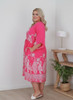 Plus Size Pink Boho Dress  with elbow sleeves 