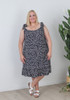 Plus Size Curvaceous Navy and White Tie Dress
