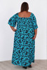  Plus Size Shirred Bust Maxi Dress In Aqua Shadow Floral