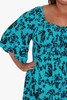  Plus Size Shirred Bust Maxi Dress In Aqua Shadow Floral