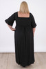 Plus Size Shirred Bust Maxi Dress In Black With Splits